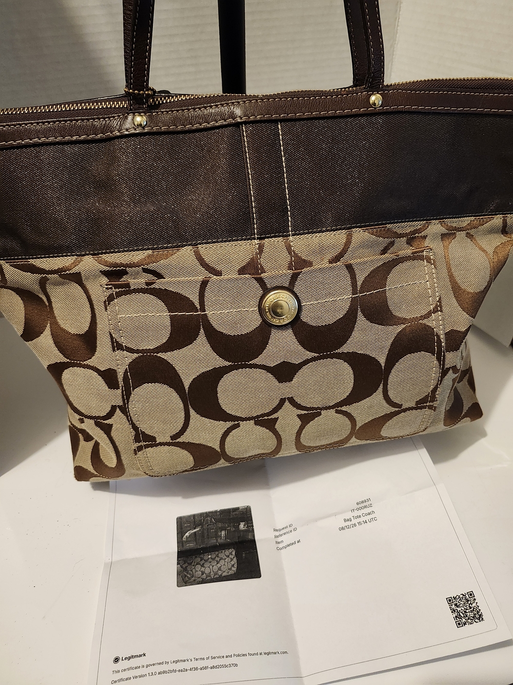 Coach Signature Canvas Tote in Brown and Tan